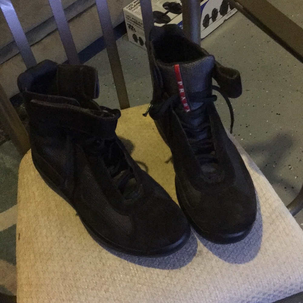 Prada High-Top Suede Black on Black